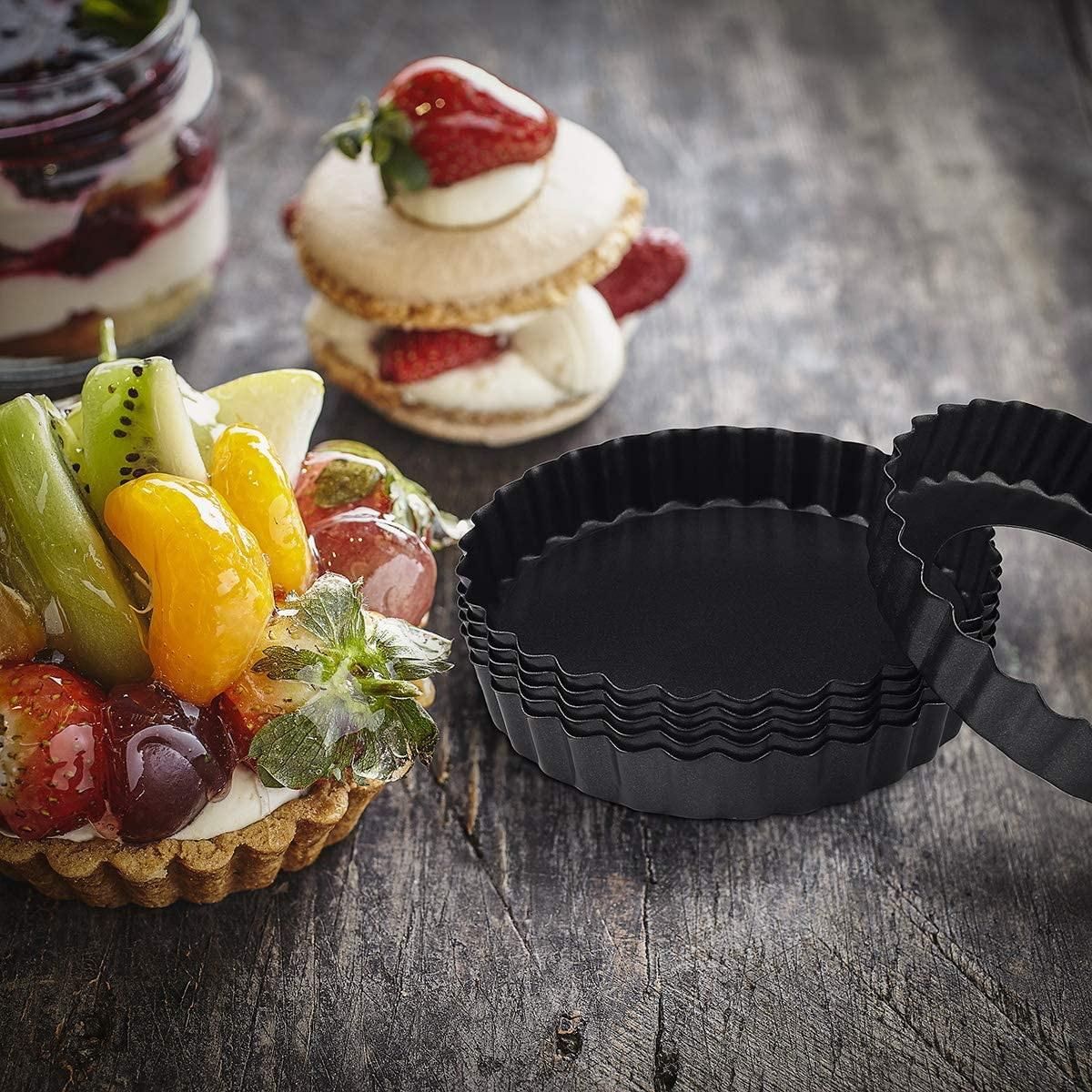 Tart Pan Set of 6,Small Non-Stick 4-Inch Quiche Pan