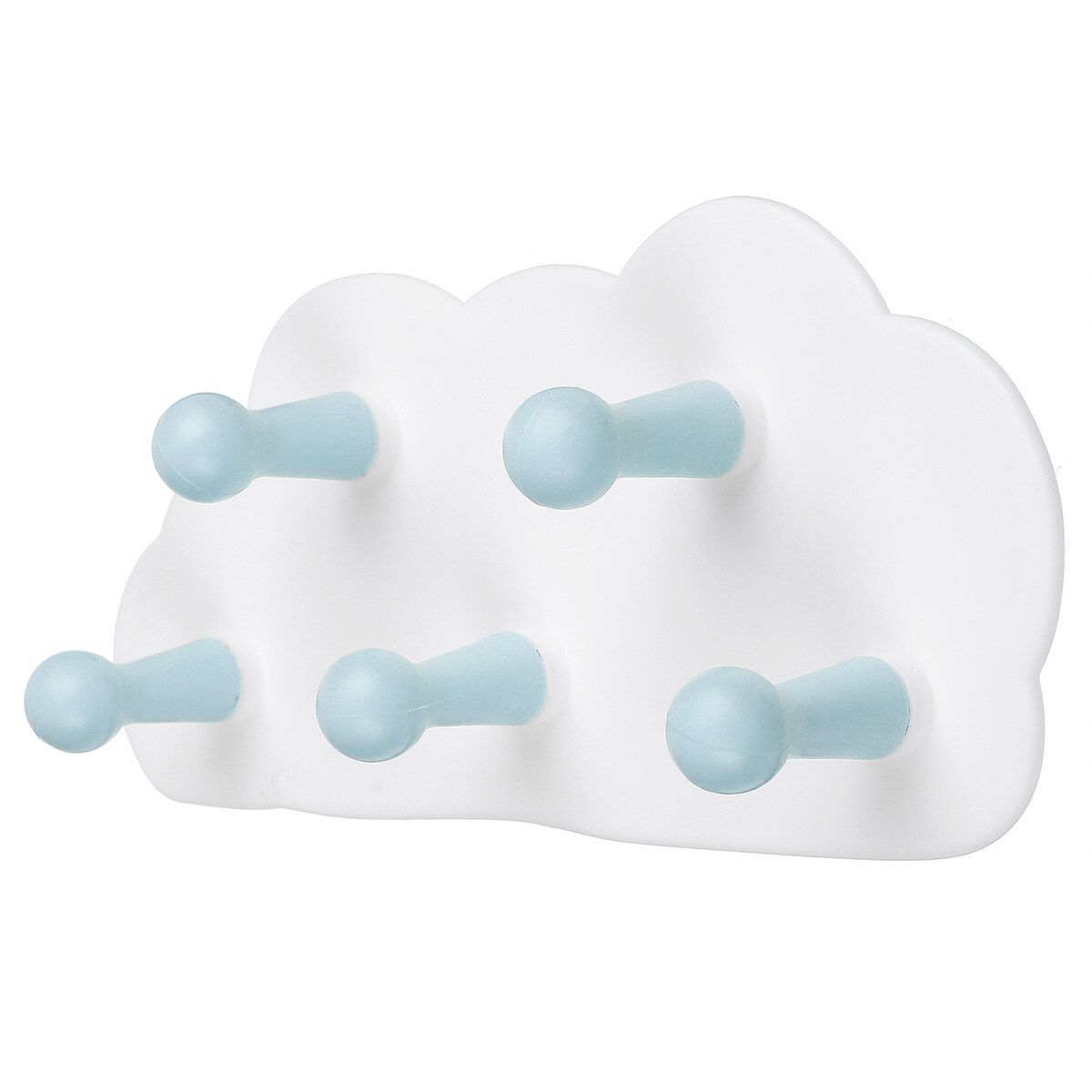 Cute Cloud Moon Wall-mounted 5 Hooks Key Coat Towel Hanger Holder Decoration Blue