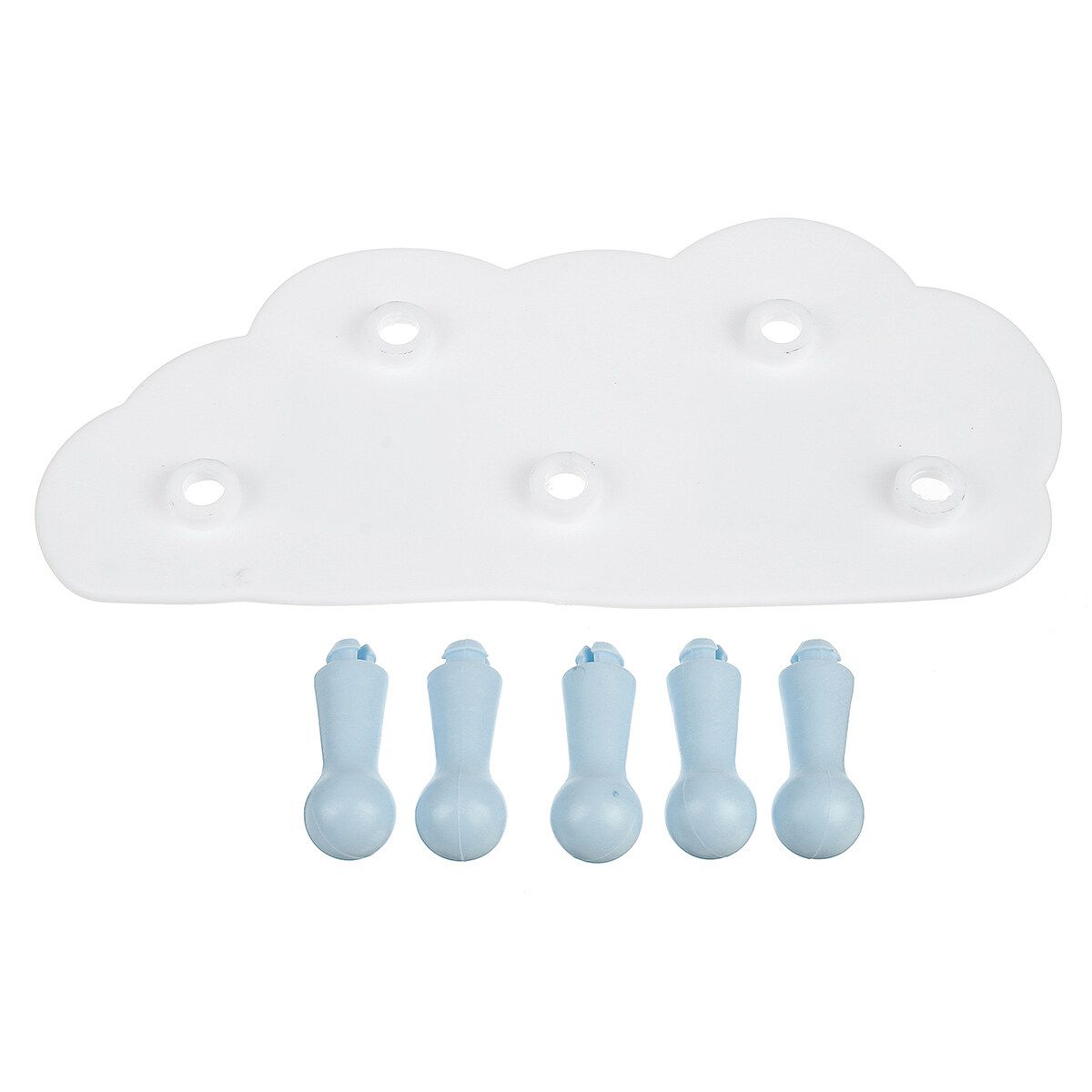 Cute Cloud Moon Wall-mounted 5 Hooks Key Coat Towel Hanger Holder Decoration Blue