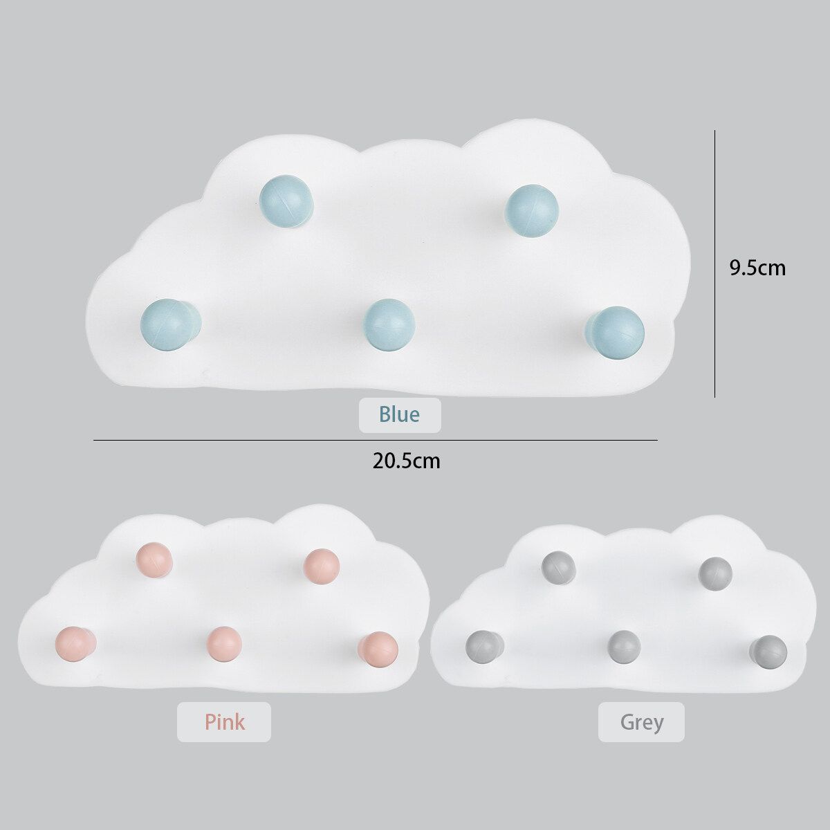 Cute Cloud Moon Wall-mounted 5 Hooks Key Coat Towel Hanger Holder Decoration Blue