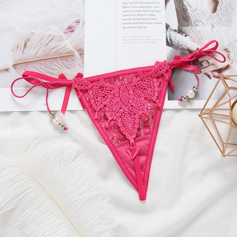 Sexy Ladies G String Hollow Embroidery G String Low-Waist Straps Thongs