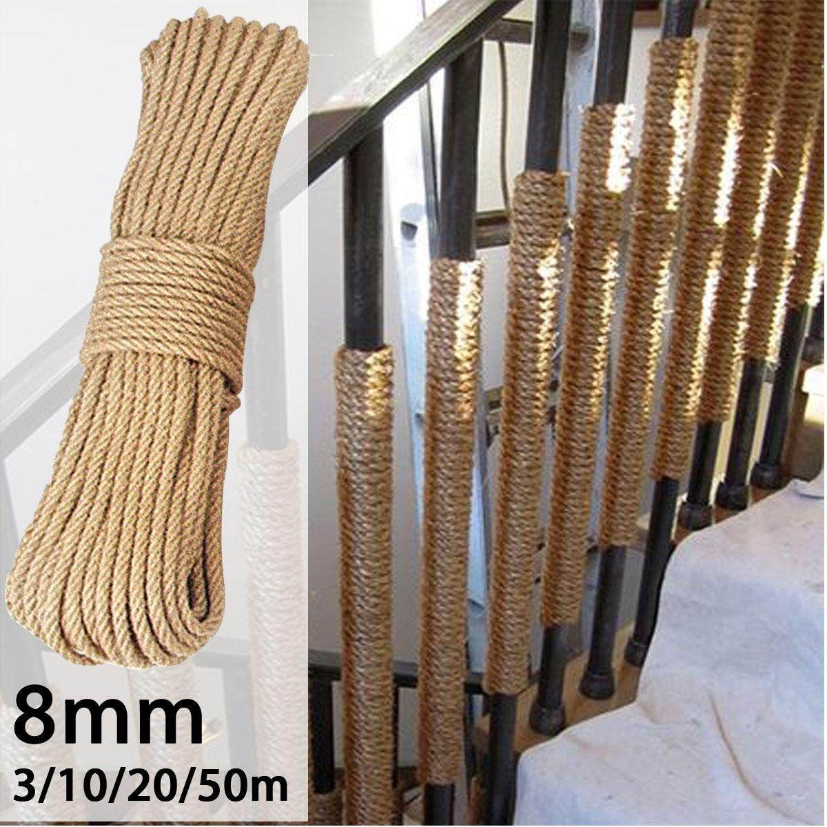 Jute 8mm Jute Ropes Twined Braided Natural Hemp Cord Decking Decor Cat Pet Scratching8mm 3M Not Specified