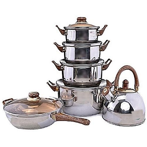 Set Of 6 Cooking Pot, Fry Pan And Whistling Kettle