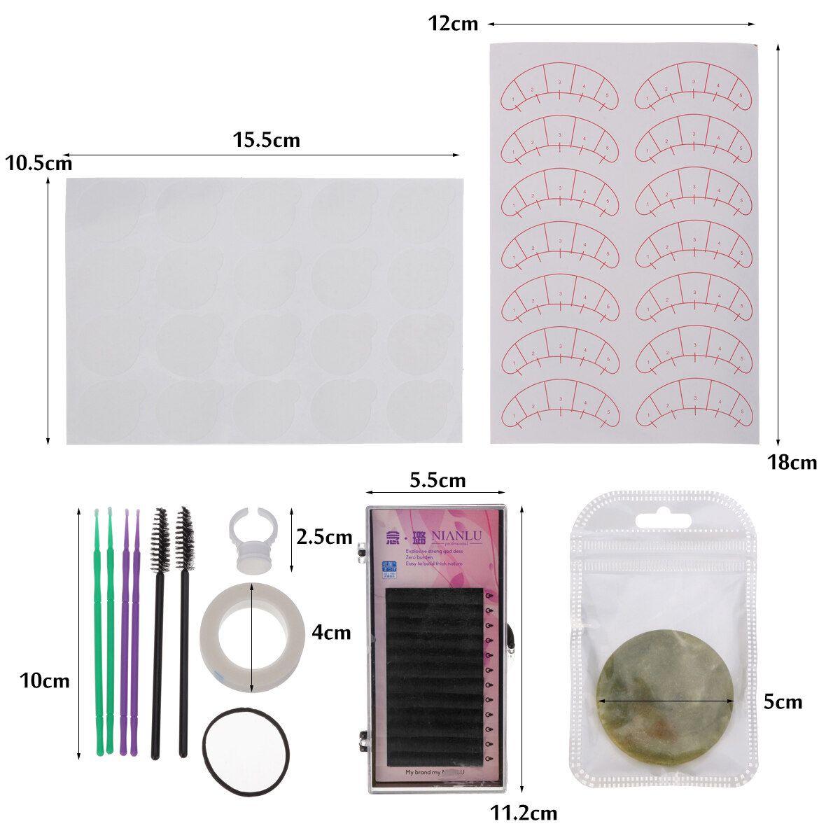 24pcs False Eyelash Eye Lashes Extension Grafting Beginners Practice Head Model