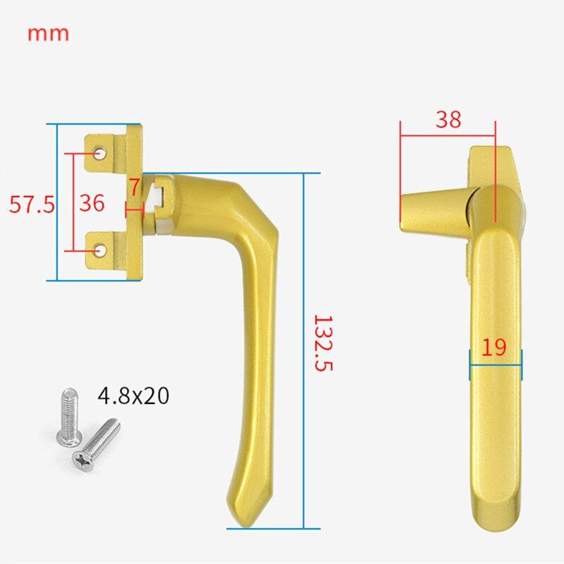 1Pc Thickened Aluminum Alloy Window Handle With Lock Right/left Seven