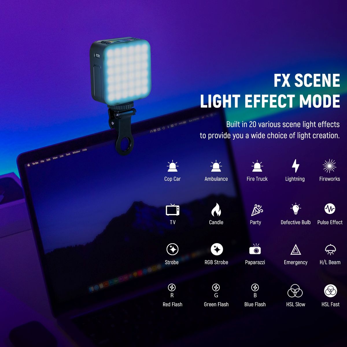 Rgb Video Light , Full Color 70 Led Camera Light Dimmable