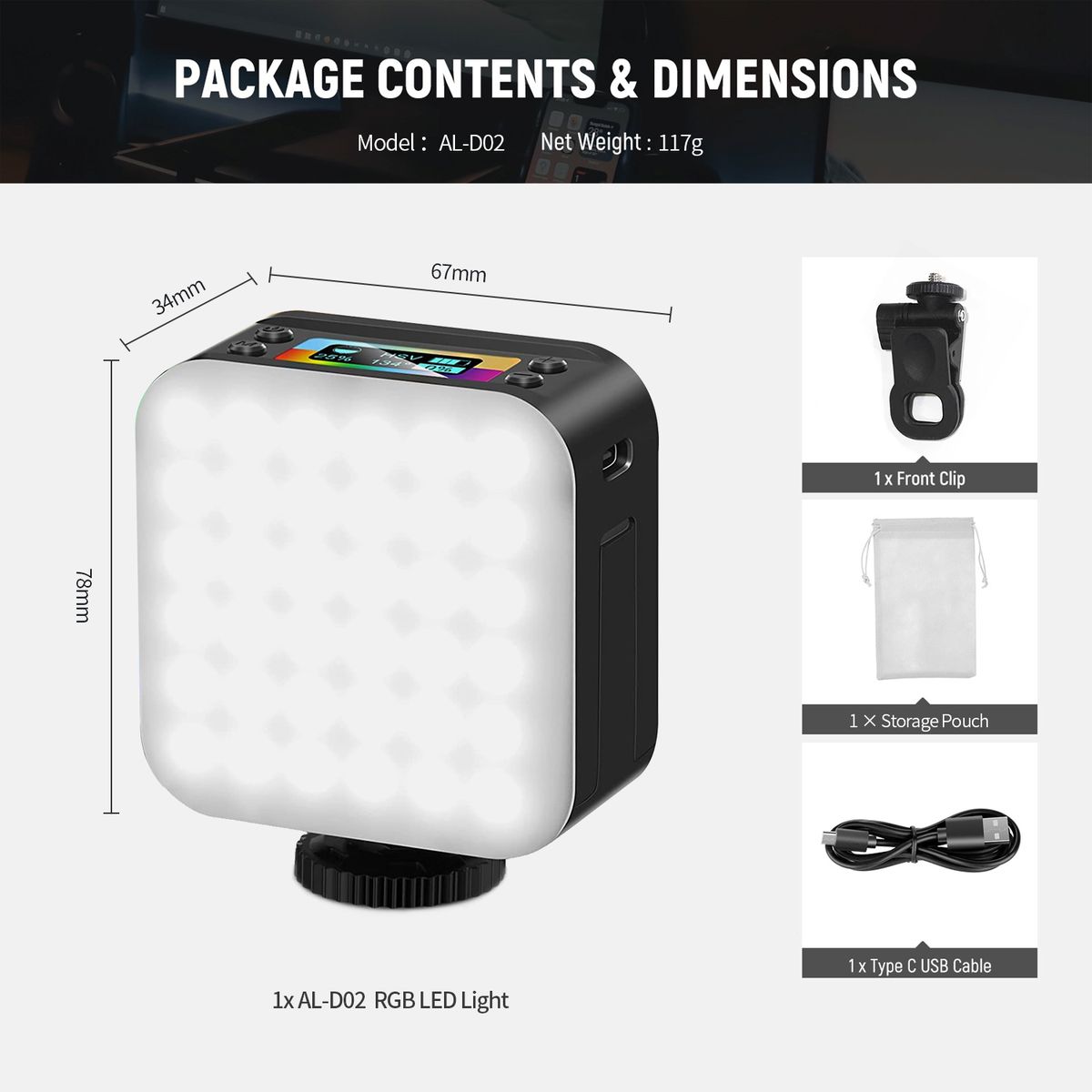 Rgb Video Light , Full Color 70 Led Camera Light Dimmable