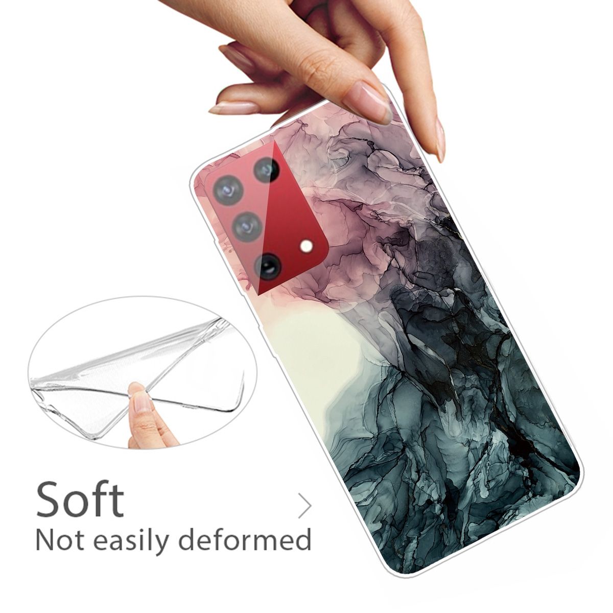For Samsung Galaxy S21 Ultra 5G Marble Shockproof TPU Protective Case(Black)