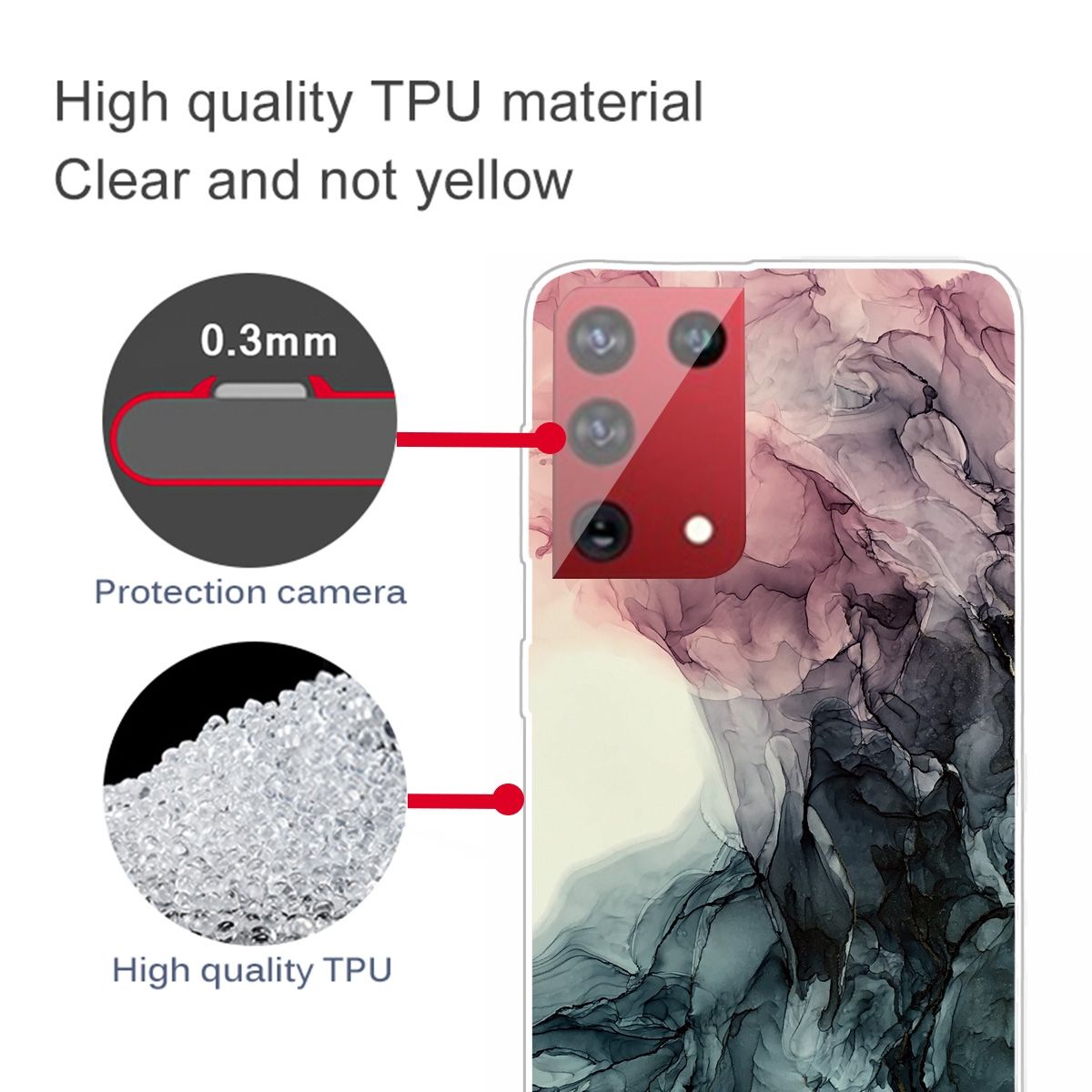 For Samsung Galaxy S21 Ultra 5G Marble Shockproof TPU Protective Case(Black)
