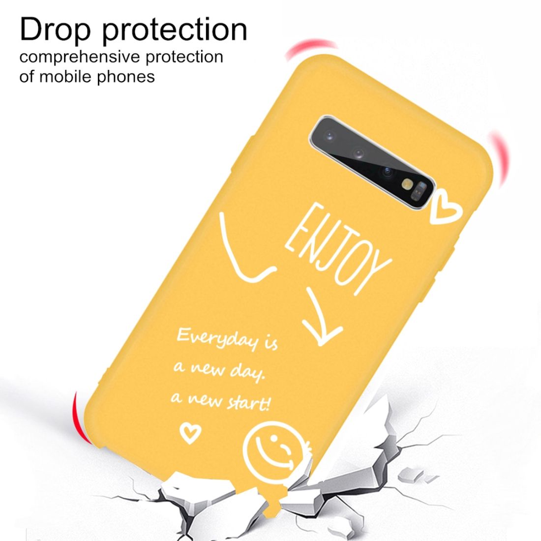 For Galaxy S10+ Enjoy Love Pattern Frosted TPU Protective Case(Yellow)