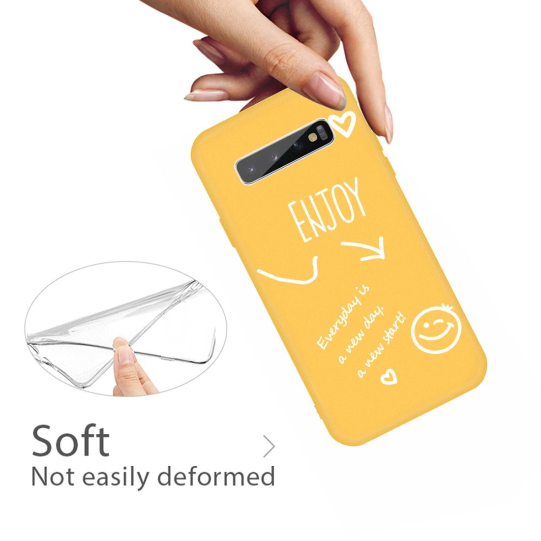 For Galaxy S10+ Enjoy Love Pattern Frosted TPU Protective Case(Yellow)