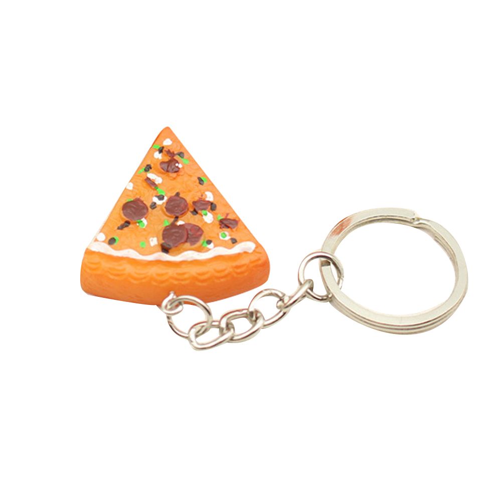 Chic Imitation Pizza Pendant Keychain Key Ring Holder-