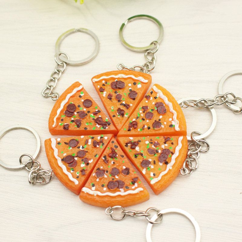 Chic Imitation Pizza Pendant Keychain Key Ring Holder-
