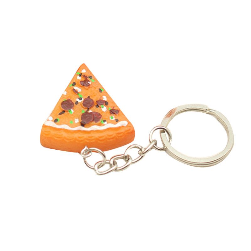 Chic Imitation Pizza Pendant Keychain Key Ring Holder-
