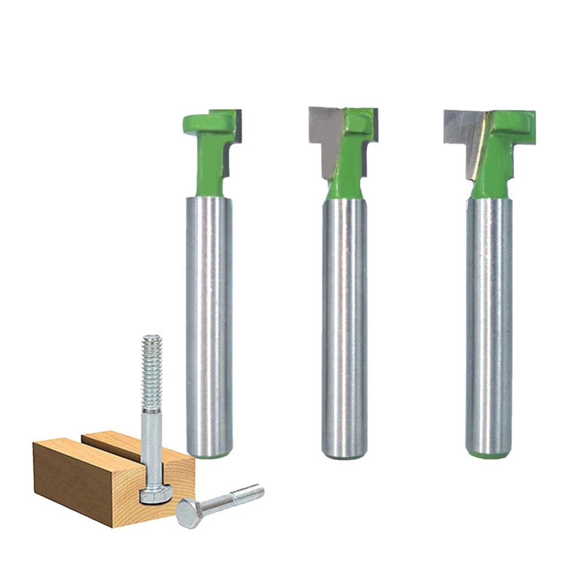 Keyhole Router Bits Set 6.35mm (1/4 Inch) Shank 5/16 3/8 & 1/2 Inch Blade Diameter for Wood Hex Bolt T-Track Slotting Milling Cutters Set