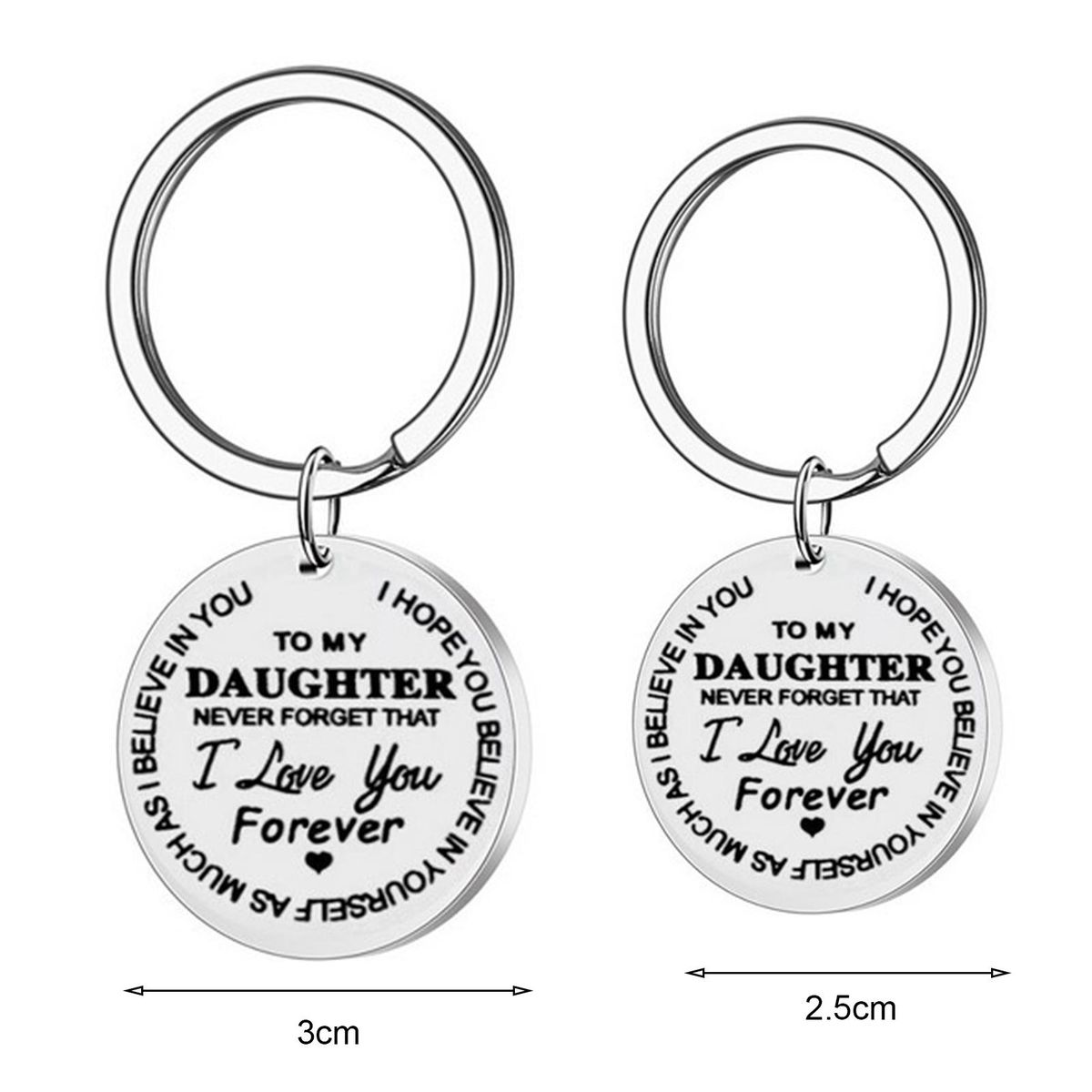 Key Holder to MY DAUGHTER Key Holder Hanging Pendant Silver