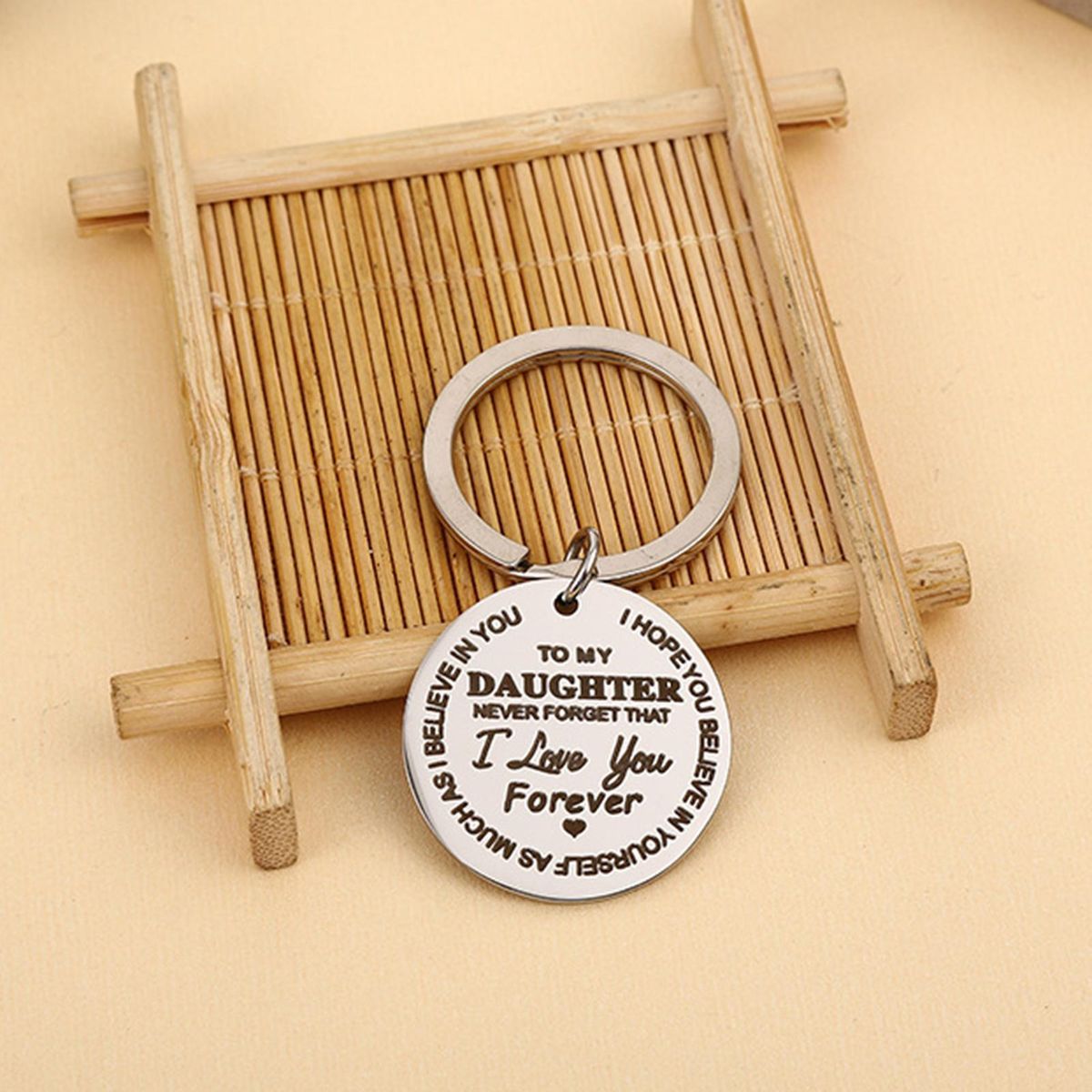 Key Holder to MY DAUGHTER Key Holder Hanging Pendant Silver
