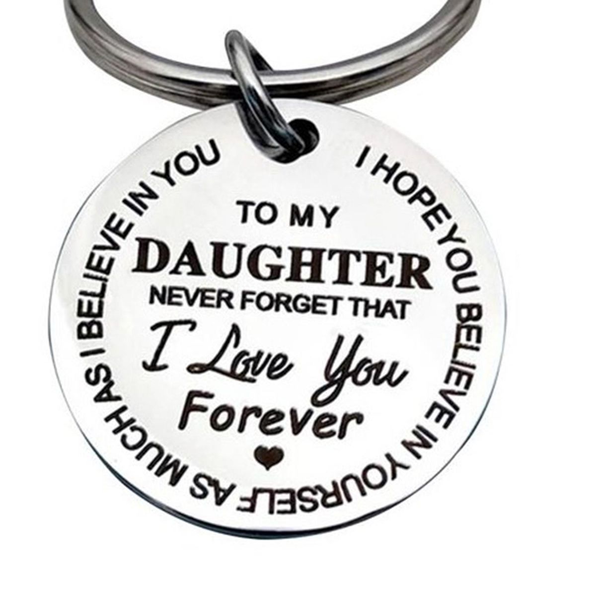 Key Holder to MY DAUGHTER Key Holder Hanging Pendant Silver