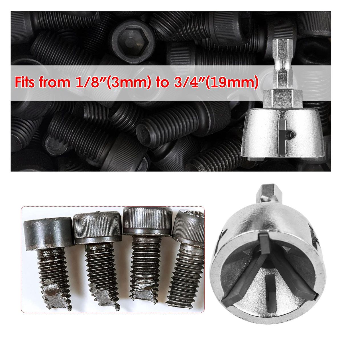 Deburring Drill Bit Chamferer Deburring External Chamfer Tool HSS Blade Countersink Chamfer Bit Burr Removing Tool Quick Release Shank Fit for 1/8''-3/4''(3mm-19mm) with Hex Wrench