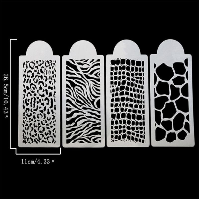 4pcs Set Zebra Leopard Print Wild Style Cake Stencil