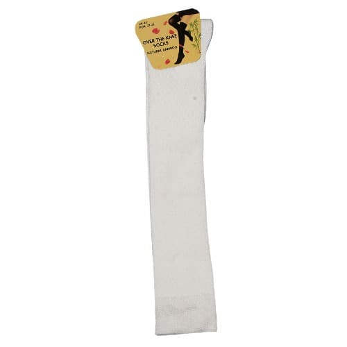 Bamboo Over Knee High Socks- White