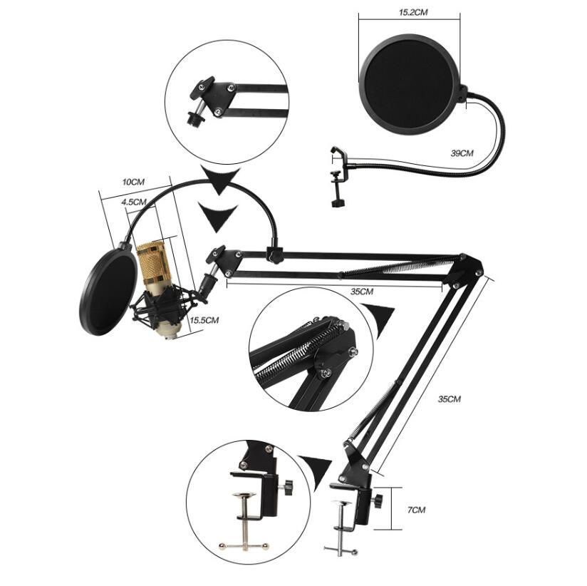 BM 800 Condenser Audio 3.5mm Wired Studio Microphone Vocal