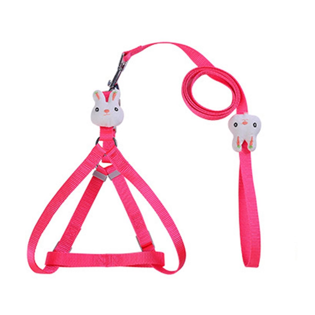Dog Walking Harness Rabbit Decor Pet Traction Harness with Traction Rope Rose Red