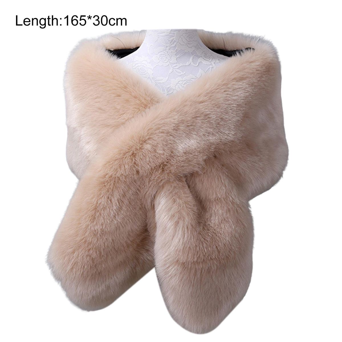 Women Shawl Fluffy Faux Fur Solid Color Thicken Fine Touch