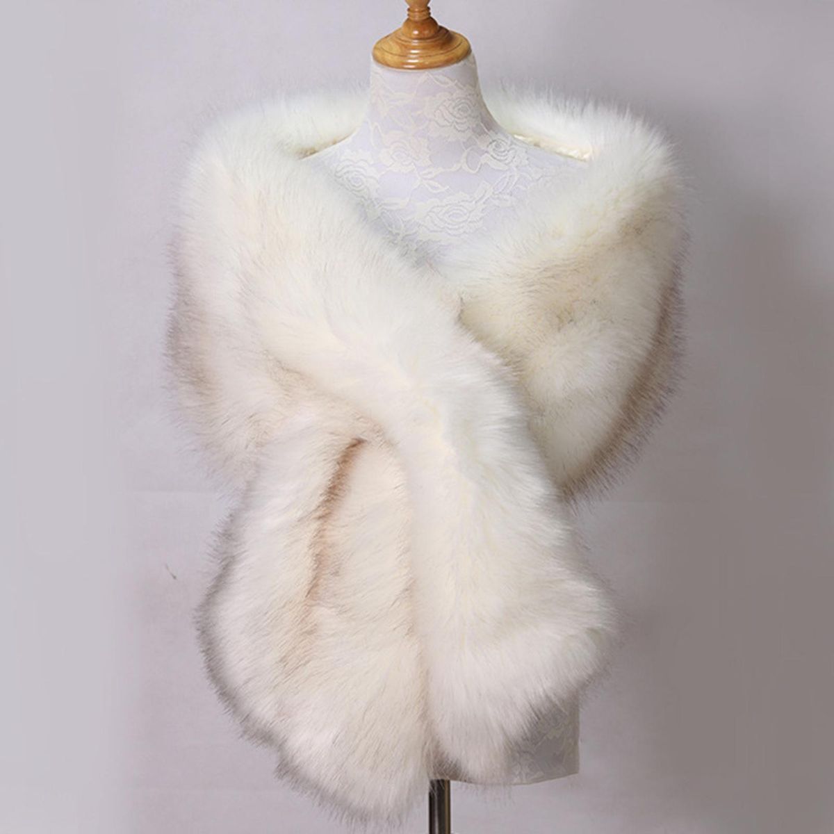 Women Shawl Fluffy Faux Fur Solid Color Thicken Fine Touch