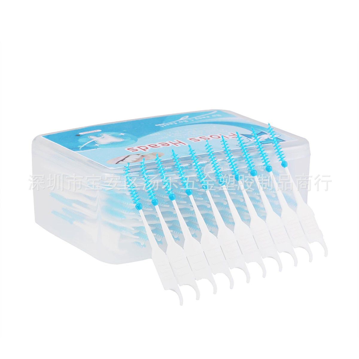 Silicone interdental brush toothpick gum protection silicone interdental brush toothpick travel portable silicone toothpick 200 pack blue