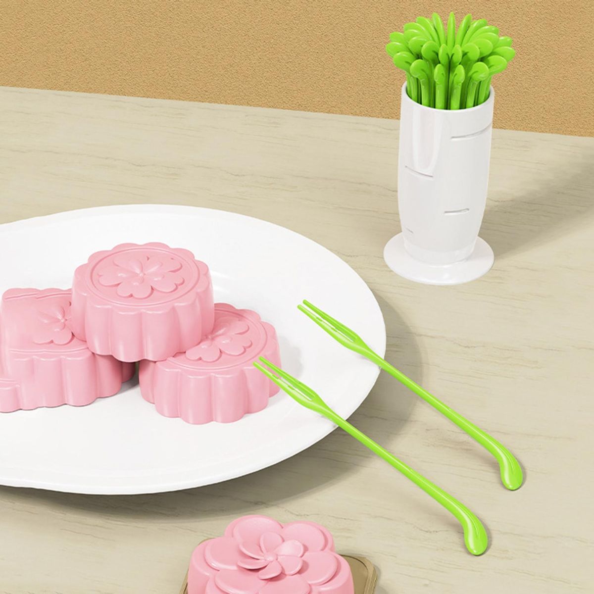 Reusable Fruit Forks Delights 30-piece Disposable Fruit Fork for Kids White