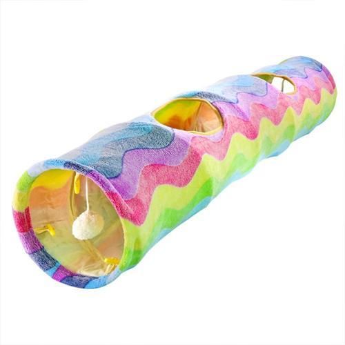 2 Holes Foldable Pet Cat Tunnel Toys Kitten Rabbit Indoor Outdoor Hanging Ball Training Toys Play Tunnel Tubes Cat Supplies