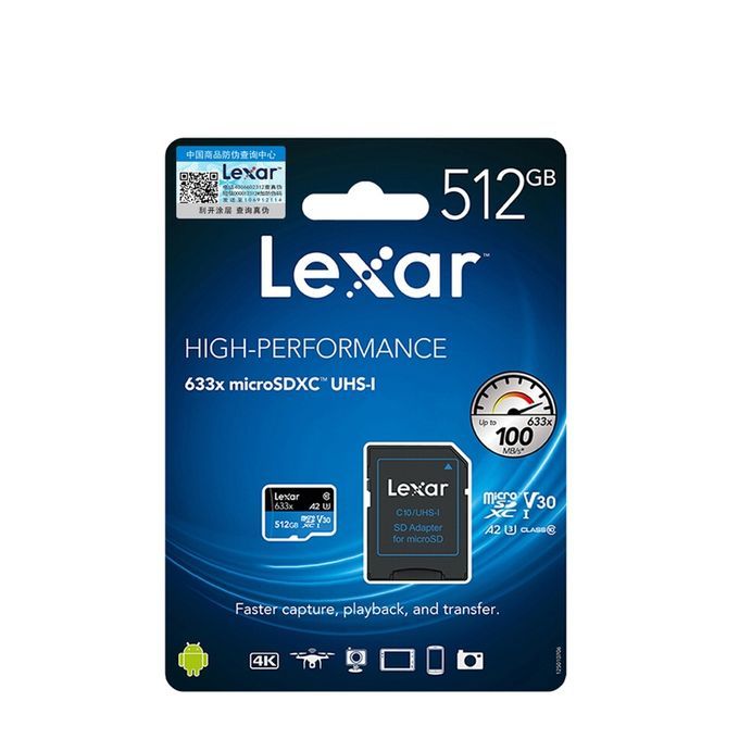 Lexar 633x 512GB High-speed Flash Memory Card Sports Camera Mobile Phone TF Car Driving Recorder Memory Card