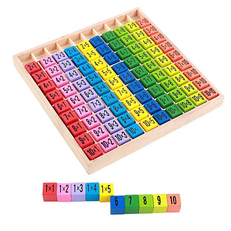 Kids Educational Toys 99 Multiplication Table Math Toy 10*10 Figure Blocks Wooden Toys for Children