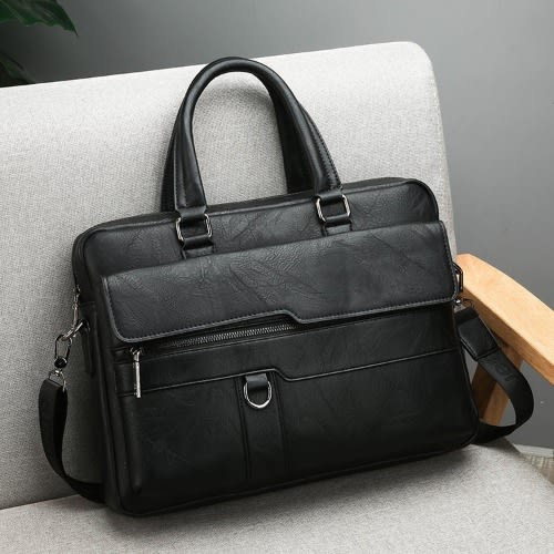 Executive Men's Leather Business Bag - Black