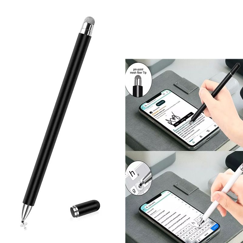 AT-30 2-in-1 Silicone Sucker + Conductive Cloth Head Handwriting Touch Screen Pen Mobile Phone Passive Capacitive Pen With 1 Pen Head(Black)
