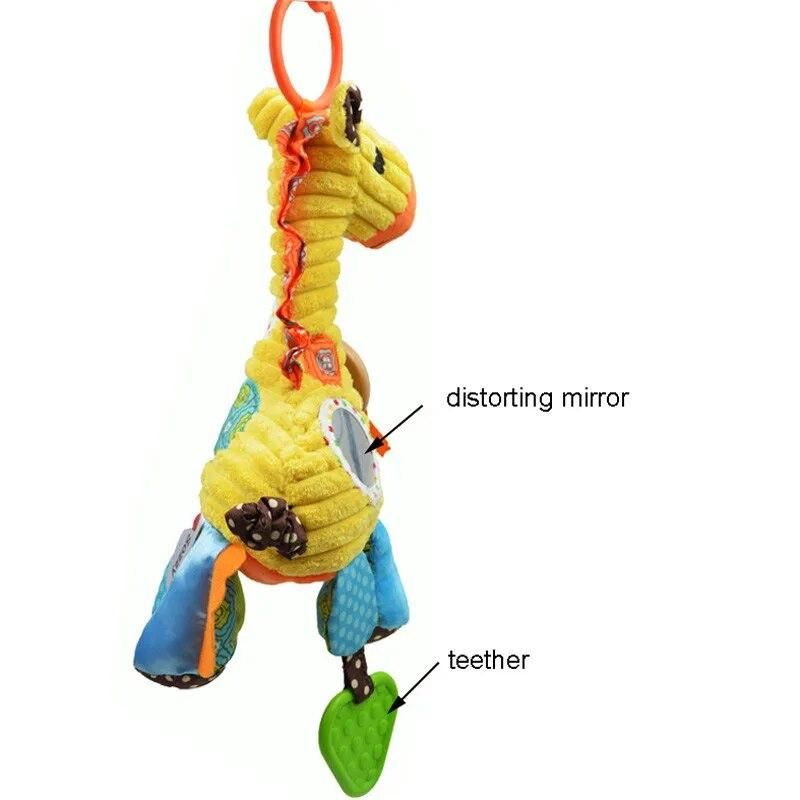 New Arrival Baby toys Musical Soft Giraffe Cartoon Animal Infant Todder Stuffed Plush links Bed Cradle Strollers Hanging Doll