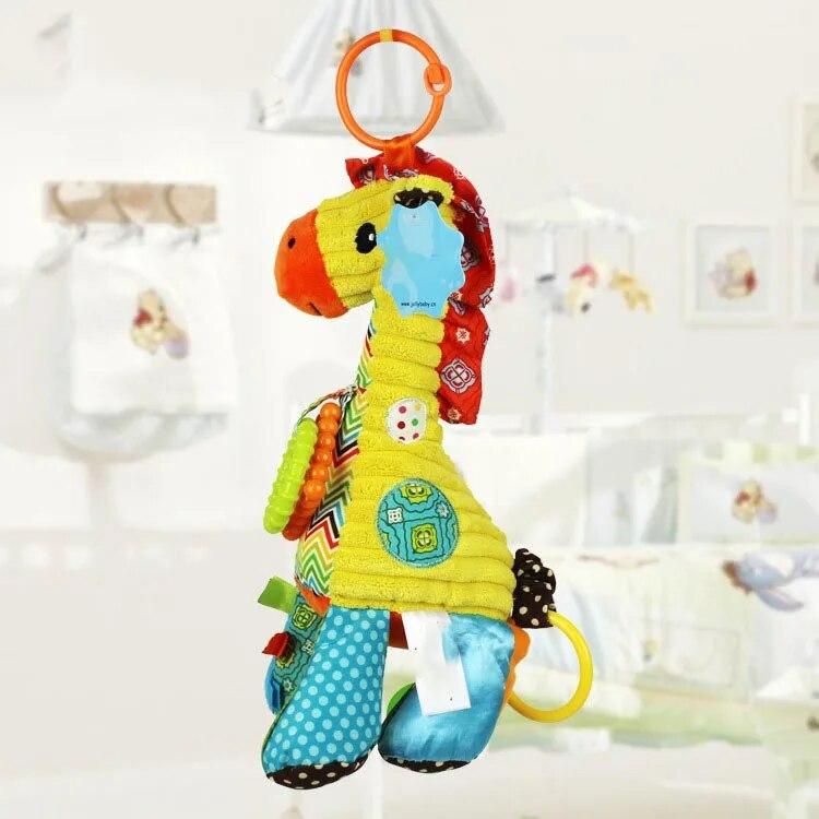 New Arrival Baby toys Musical Soft Giraffe Cartoon Animal Infant Todder Stuffed Plush links Bed Cradle Strollers Hanging Doll