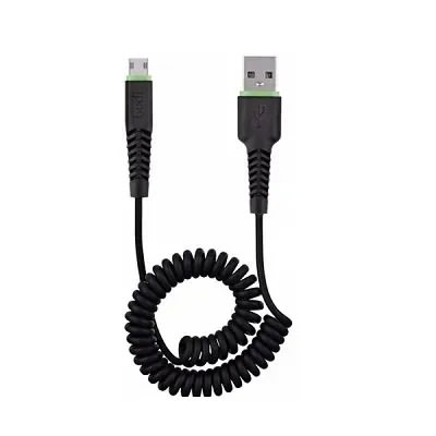 Coiled Micro Usb Cable- 150ms - 1.2m - Black