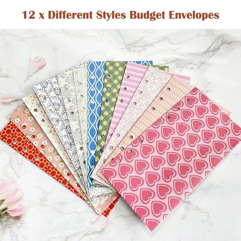 Cash Envelope for Budgeting,Budget Envelope for Cash System,12Pcs Budget Sheets and 24Pcs Self-Adhesive Label