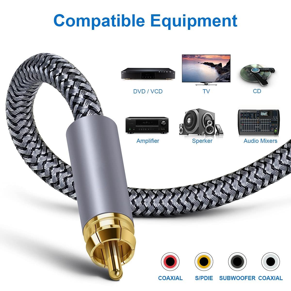 Pure Copper Coaxial HIFI Digital Audio Cable 1.5m