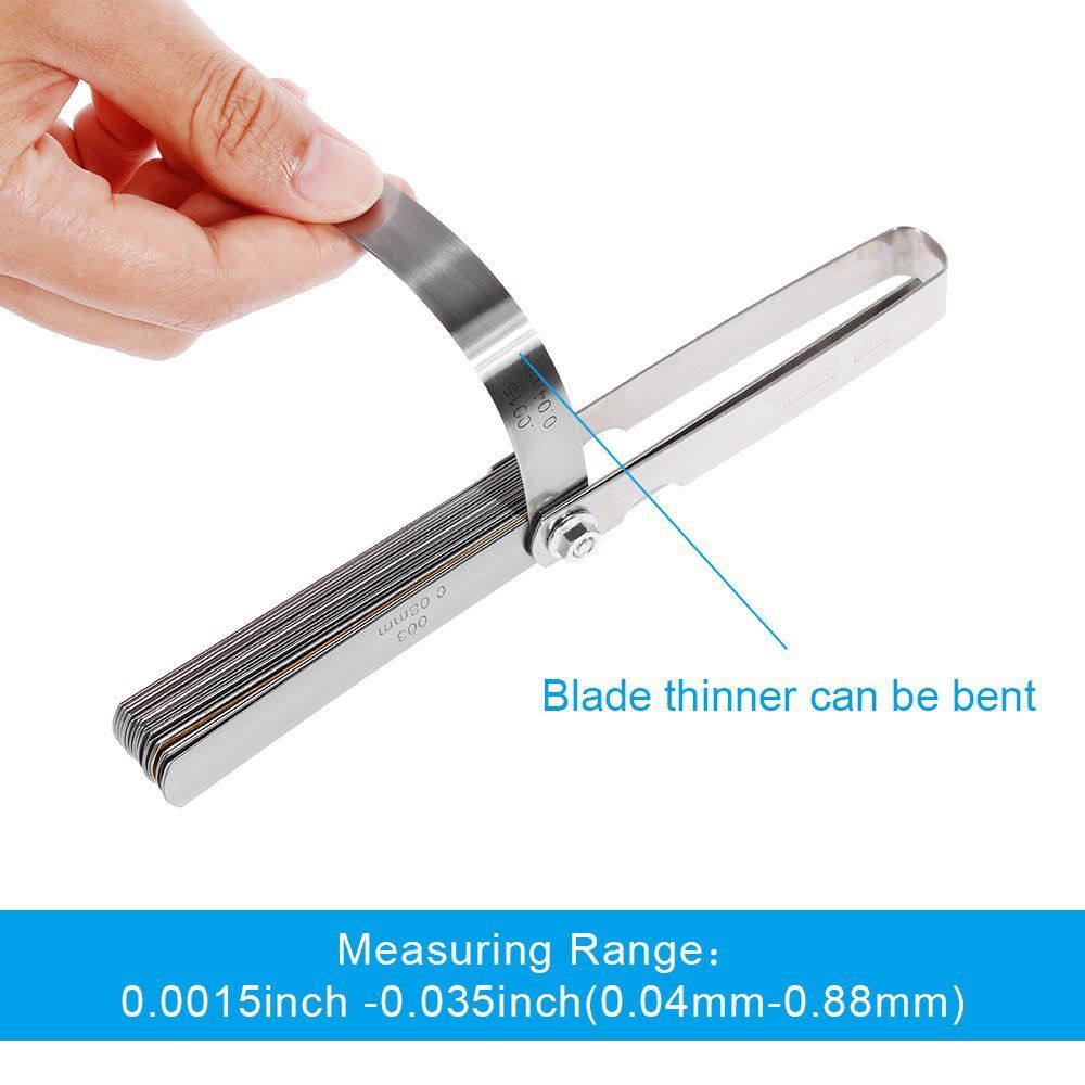 Combination feeler gauge 32 pieces clamp copper sheet imperial .0015-.035in metric 0.04-0.88mm gap thickness gauge Thickness Measurement Tool