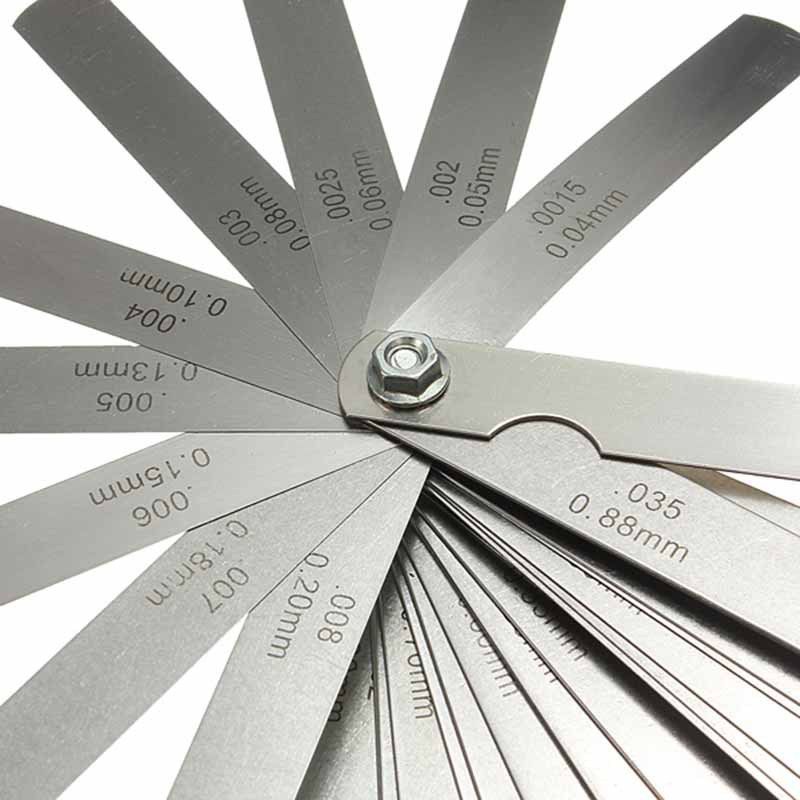 Combination feeler gauge 32 pieces clamp copper sheet imperial .0015-.035in metric 0.04-0.88mm gap thickness gauge Thickness Measurement Tool