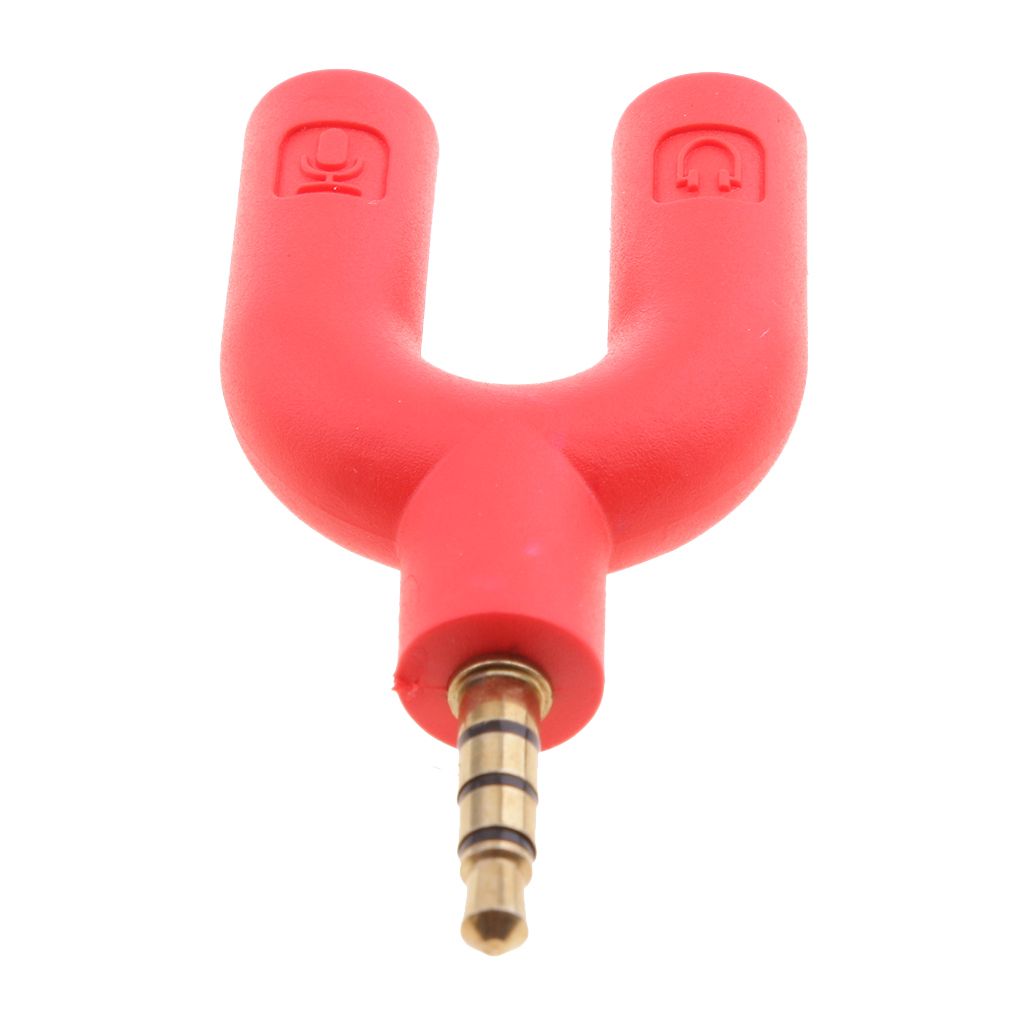 U Shape Gold Plated 3.5mm Audio Y Splitter Headphone Red