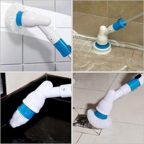 Spin Scrubber Multi-Function Electric Long Handle Brush Scrub Set For Household, Toilet, Floor Cleaning