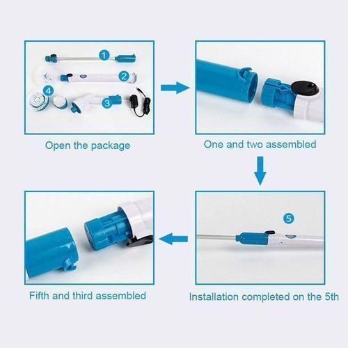 Spin Scrubber Multi-Function Electric Long Handle Brush Scrub Set For Household, Toilet, Floor Cleaning