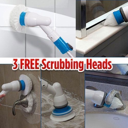Spin Scrubber Multi-Function Electric Long Handle Brush Scrub Set For Household, Toilet, Floor Cleaning