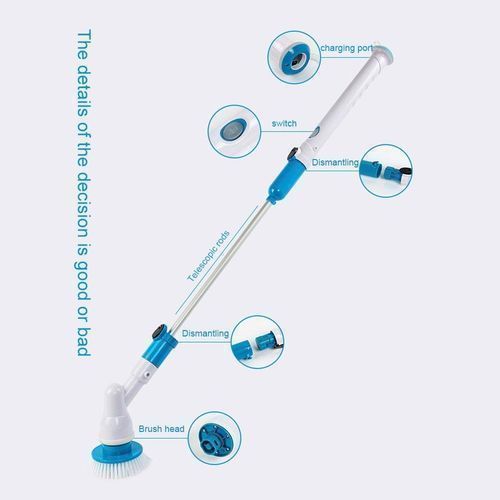 Spin Scrubber Multi-Function Electric Long Handle Brush Scrub Set For Household, Toilet, Floor Cleaning