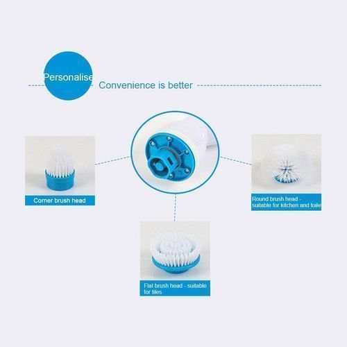 Spin Scrubber Multi-Function Electric Long Handle Brush Scrub Set For Household, Toilet, Floor Cleaning