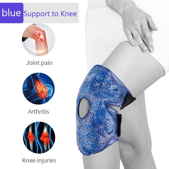 Ice Pack For Injuries Pain Relief Reusable  Cold Hot Pack Sport Support Back Waist Knee Cold Compression Therapy Wrap Ice Bag(#support To Knee)